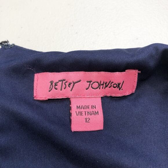 Betsey Johnson Women’s T-length Polka Dot Ruched Faux Wrap Dress Zipper Sz 12 - Picture 8 of 10